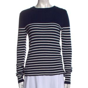 Sezane Striped Crew Neck Sweater